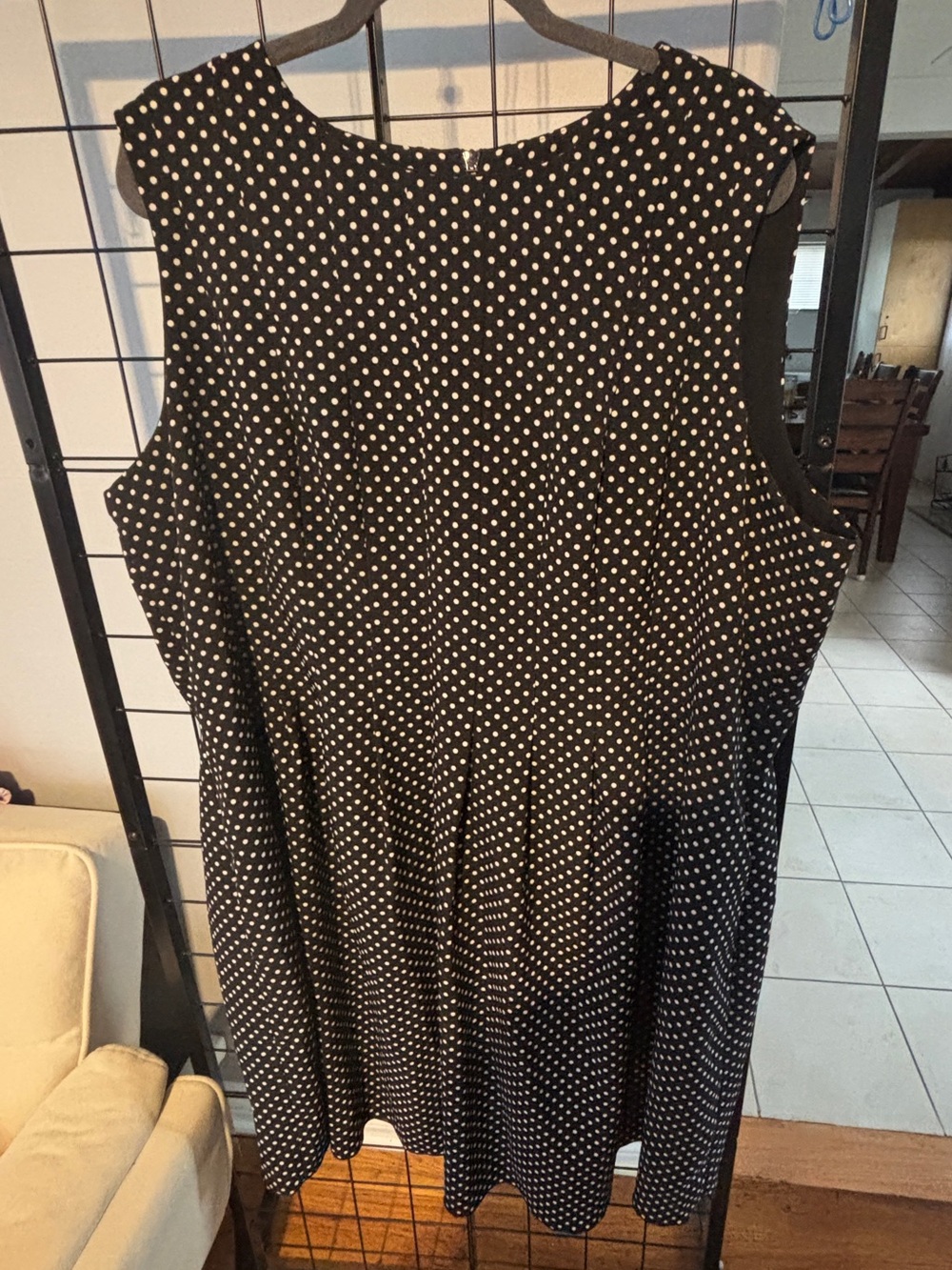 Anne Klein Black Dress with White Polka Dots